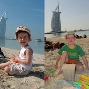 Budai Marci 2 és 4 évesen, Dubai, Burj al Arab